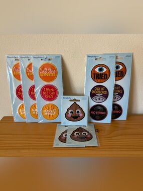 Lot of 8 Simplicity Novelty Iron-On Patches New Crafting Adulting Emoji Applique